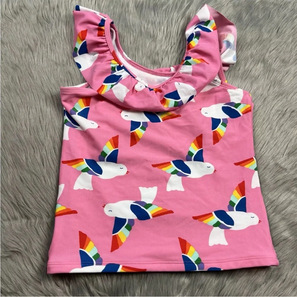 Hanna Andersson Pink Rainbow Bird Swim Tank Top Size 10